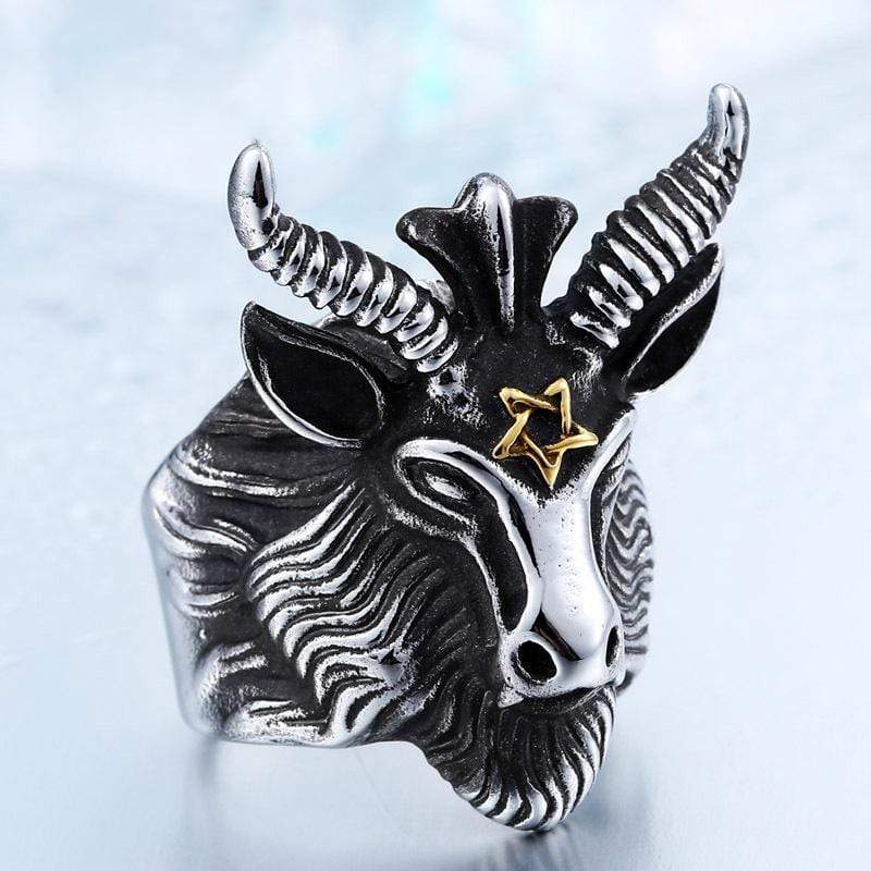 Men's Punk Pentagram Satan RAMS Rings