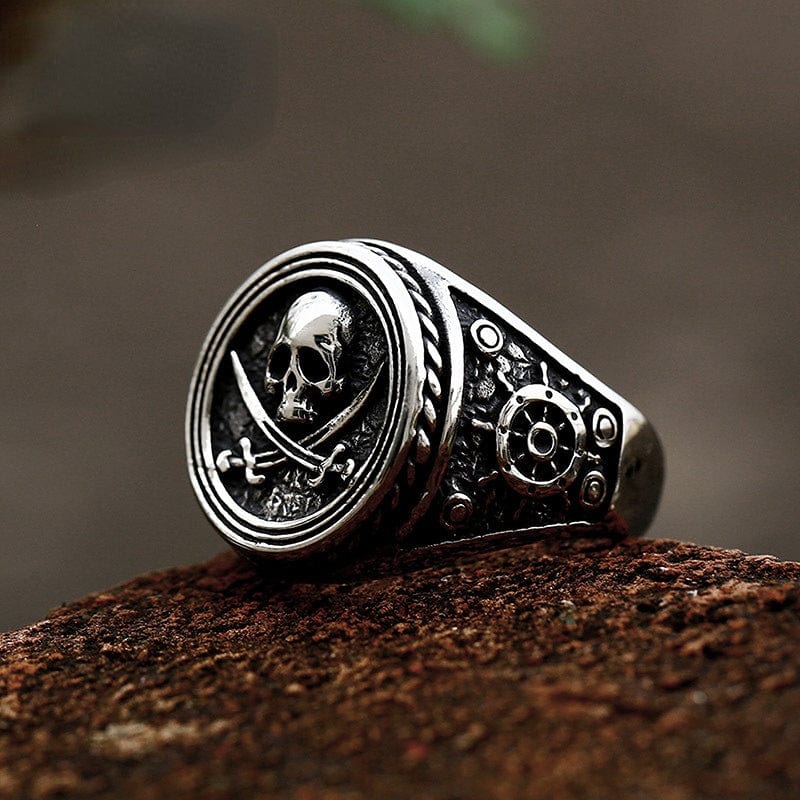 Kobine Men's Punk Pirate Skull Ring