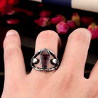 Men's Punk Red Coffin Rings