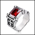 Men's Punk Rhinestone/Blue San Cross Rings