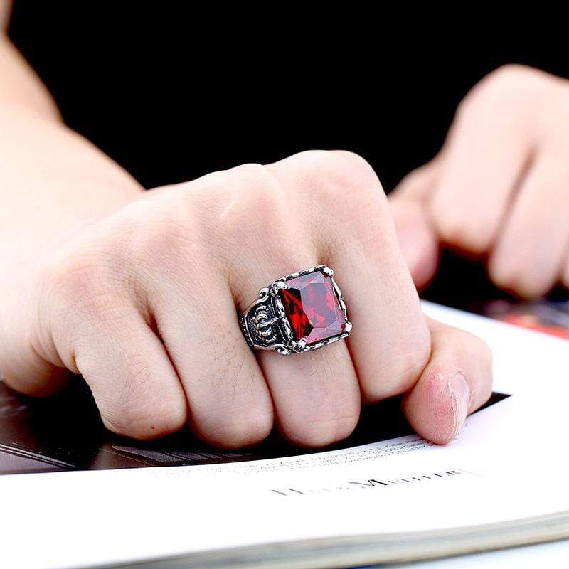 Men's Punk Rhinestone Crown Rings