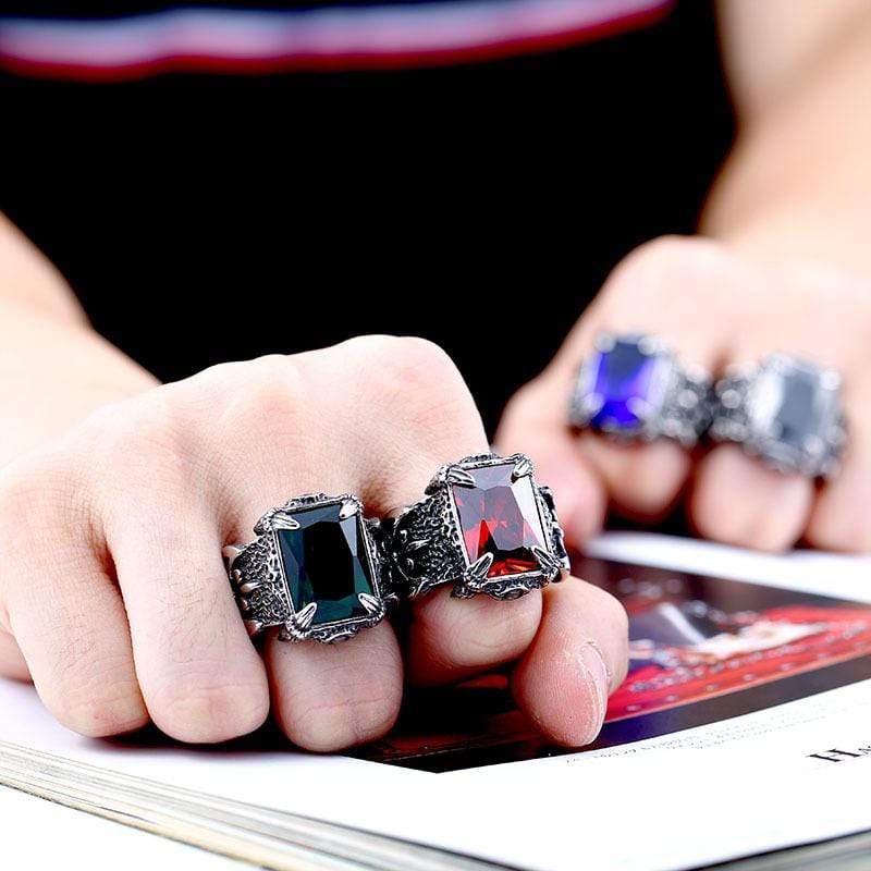 Men's Punk Rhinestone Warrior Rings