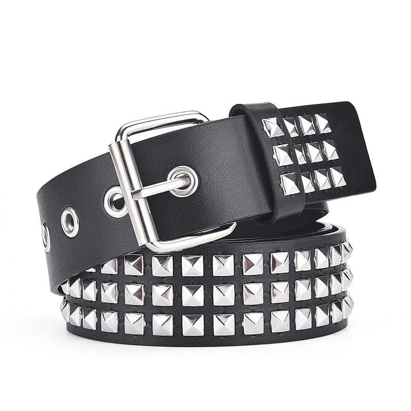 Kobine Men's Punk Rivets Faux Leather Belt