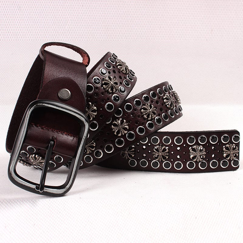 Kobine Men's Punk Rivets Leather Belt