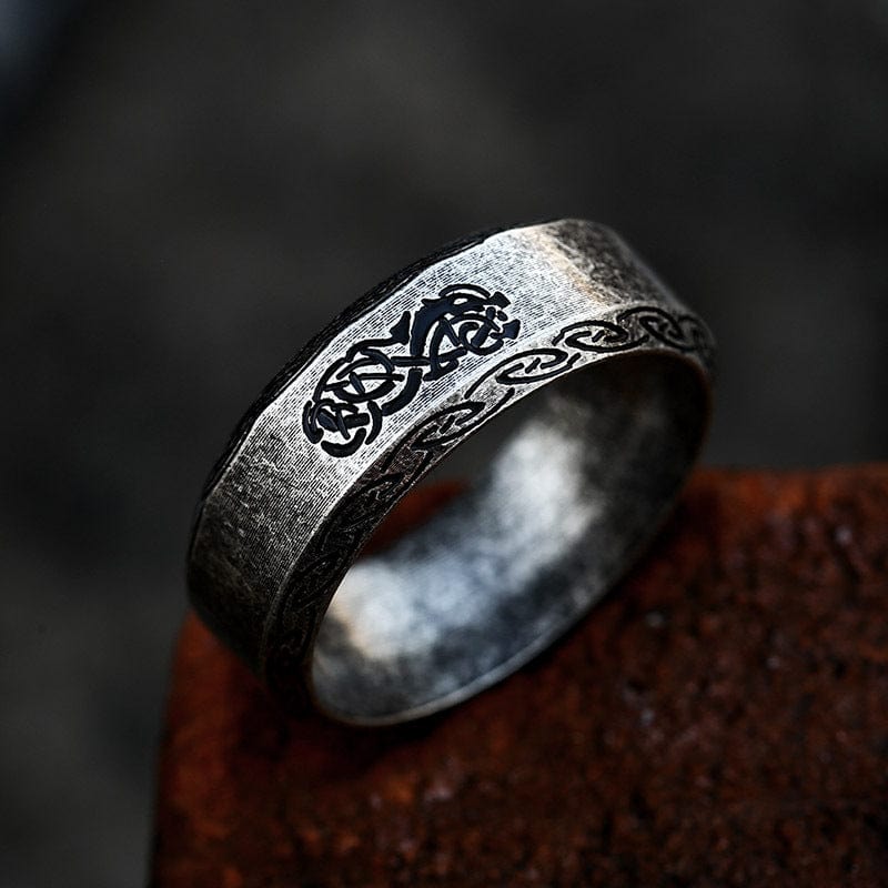 Kobine Men's Punk Rune Engraved Ring