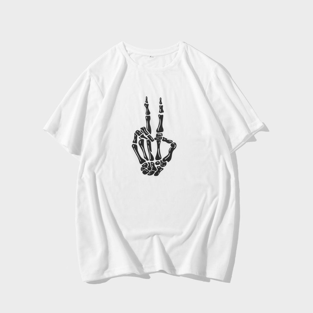 Kobine Men's Punk Skeleton Printed T-shirt