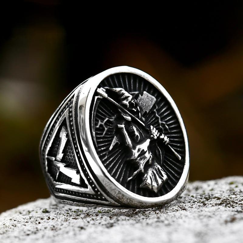 Kobine Men's Punk Skeleton Sickle Ring