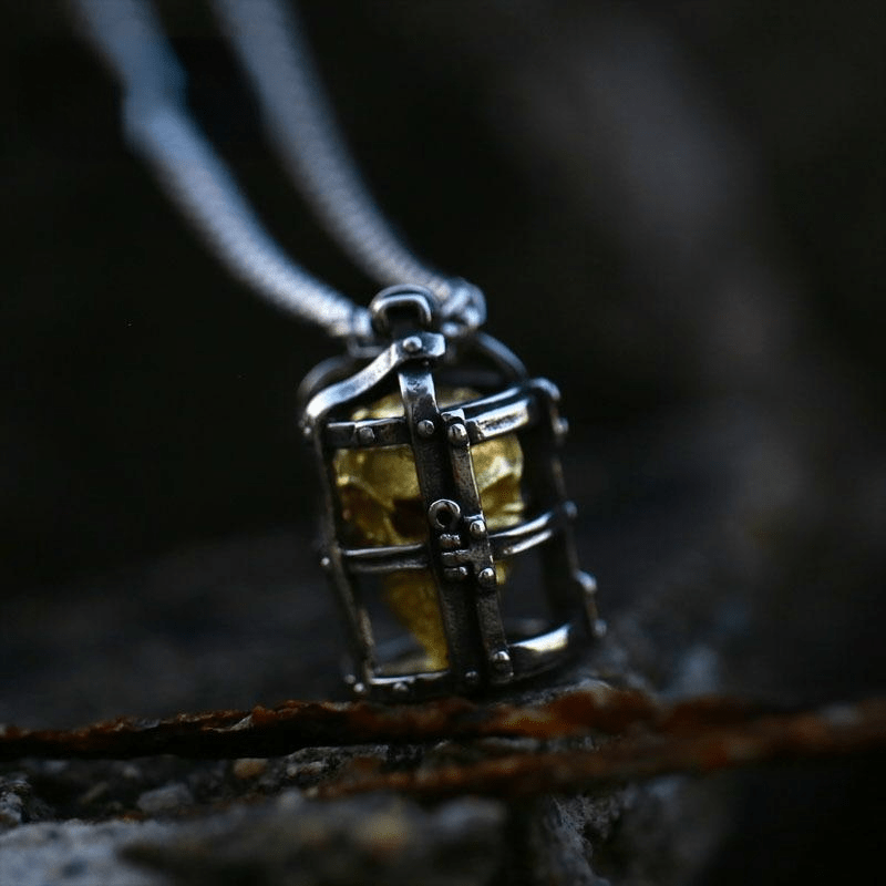 Men's Punk Skull Cage Necklace