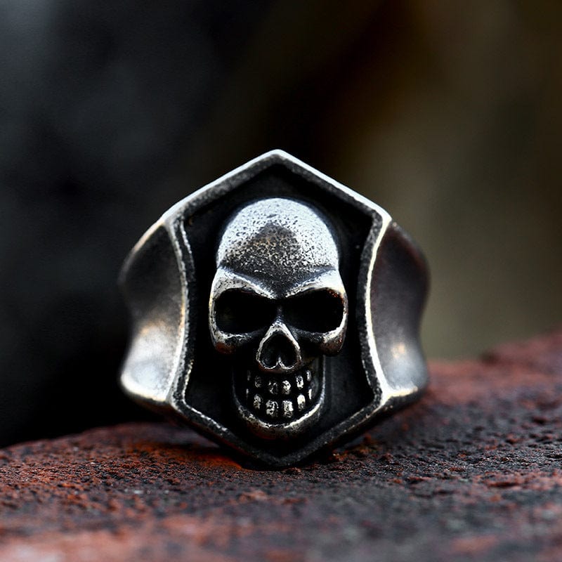 Kobine Men's Punk Skull Distressed Ring