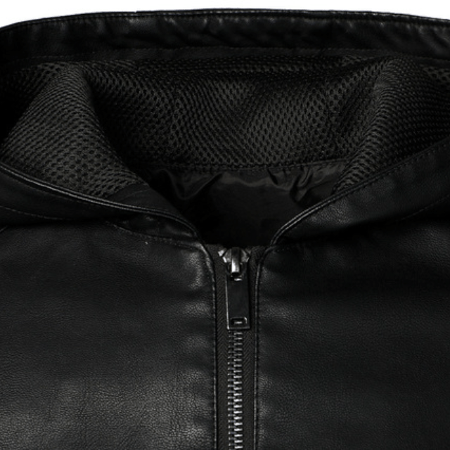 Men's Punk Slim Fitted Faux Leather Jacket with Hood