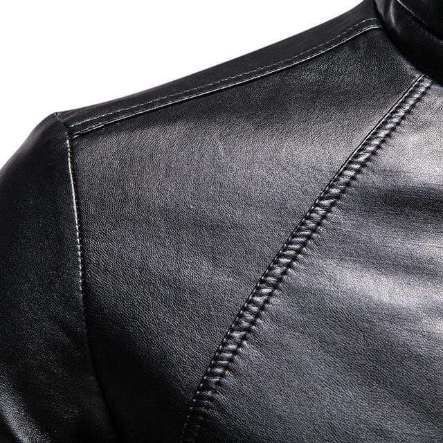 Men's Punk Stand Collar Zipper Faux Leather Jacket