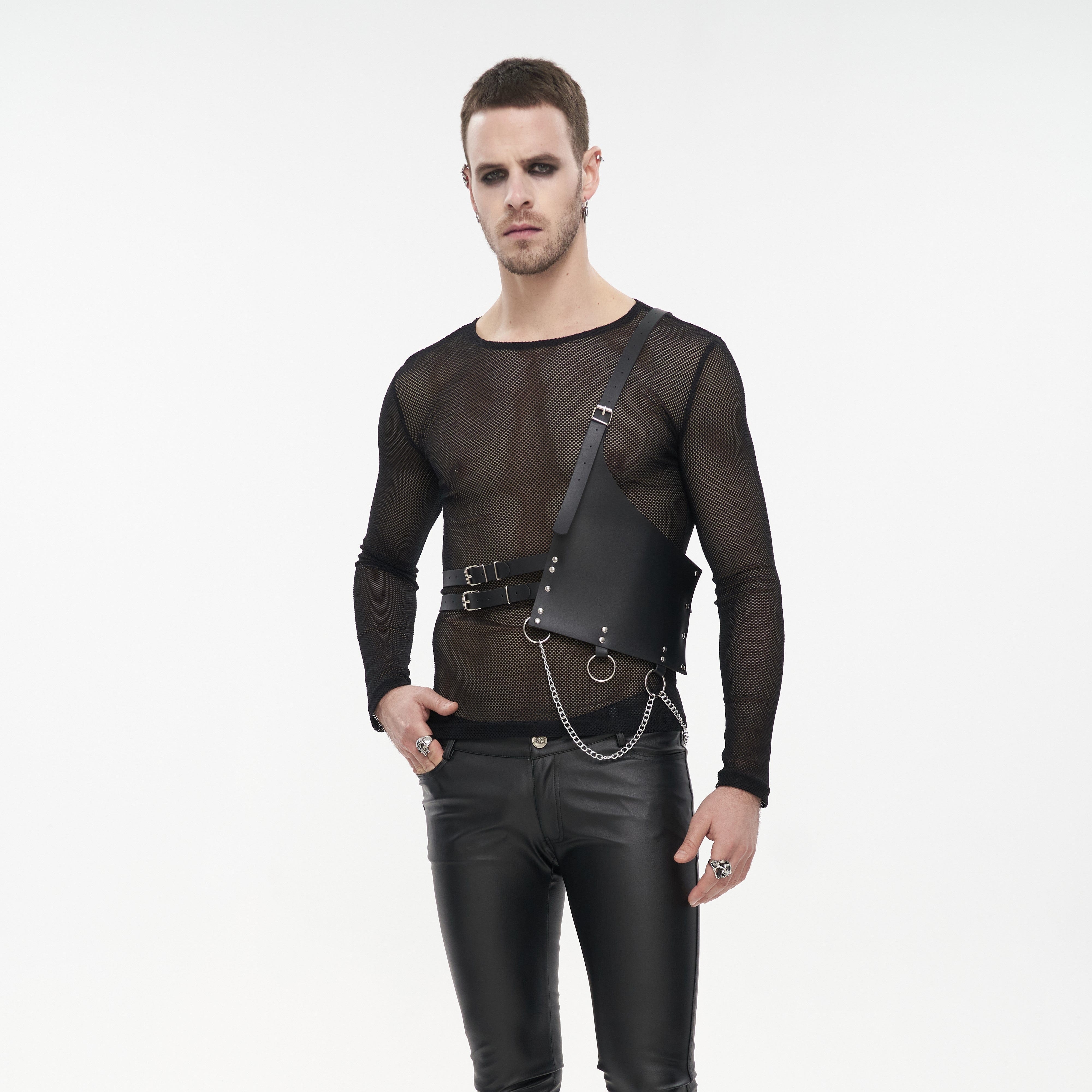 Men's Punk Straps Mental Chain Faux Leather Harness – Punk Design
