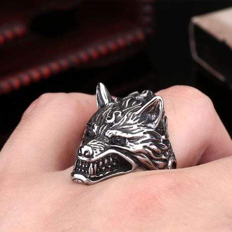 Men's Punk The Giant Wolf Rings