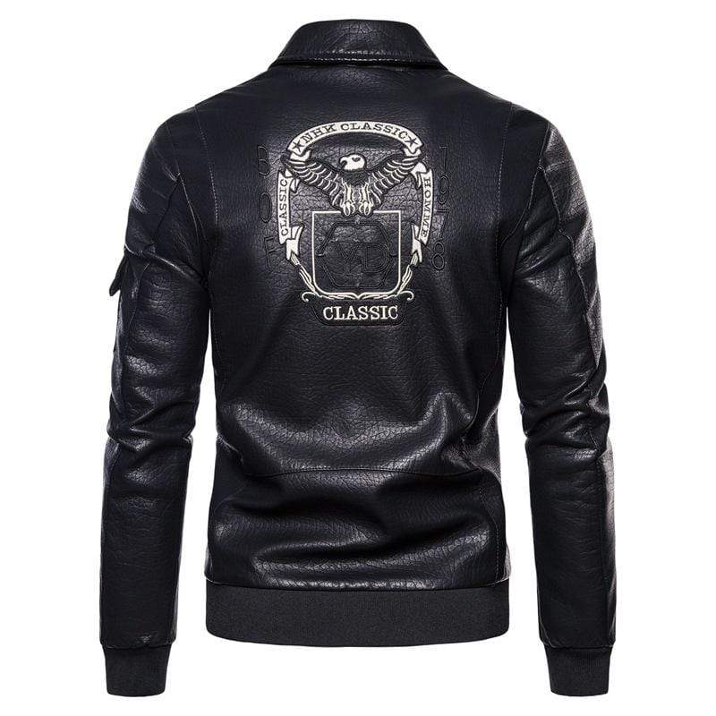 Men's Punk Turn-down Collar Badge Embroidered Jacket