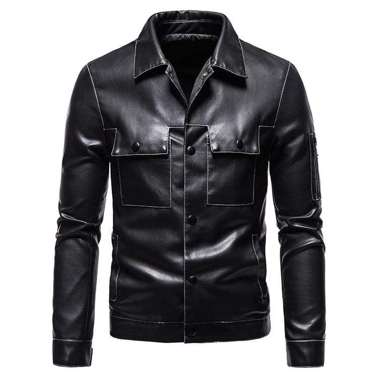 Men's Punk Turn-down Collar Faux Leather Jacket