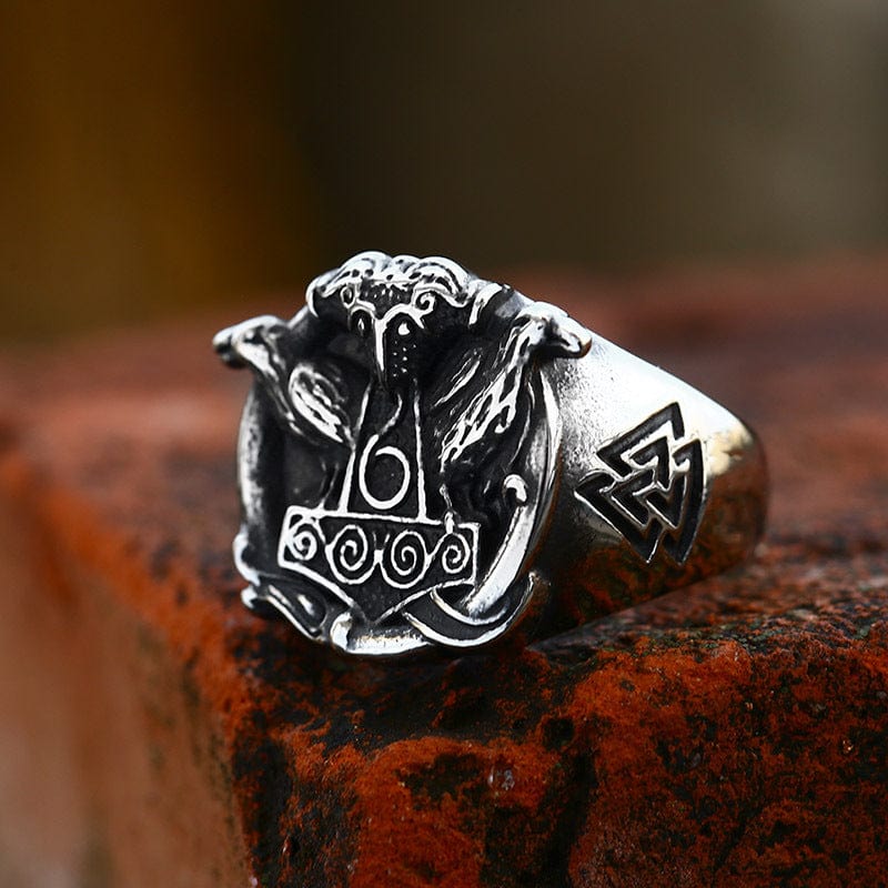 Kobine Men's Punk Viking Crow Ring
