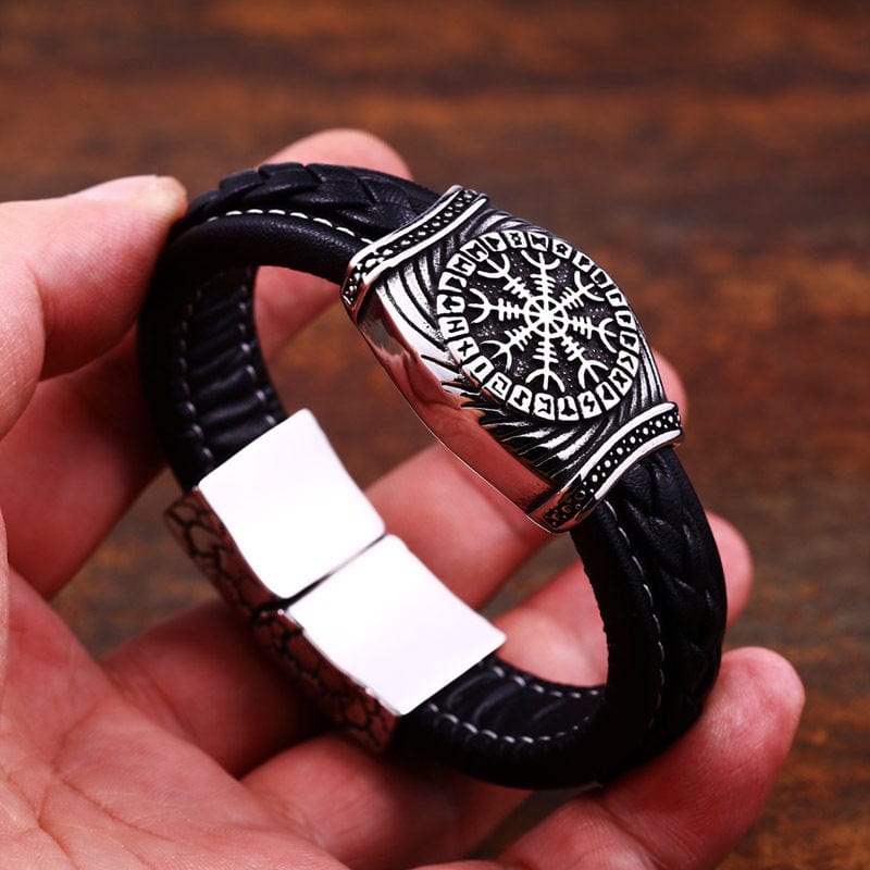 Kobine Men's Punk Viking Letter Carved Bracelet