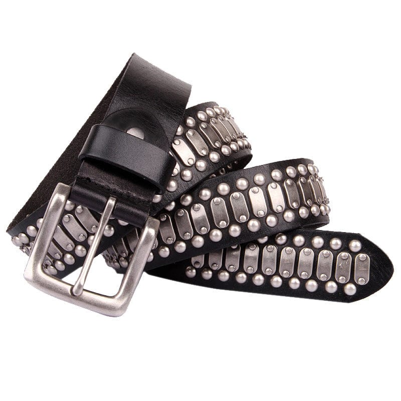 Kobine Men's Punk Vintage Rivets Leather Belt