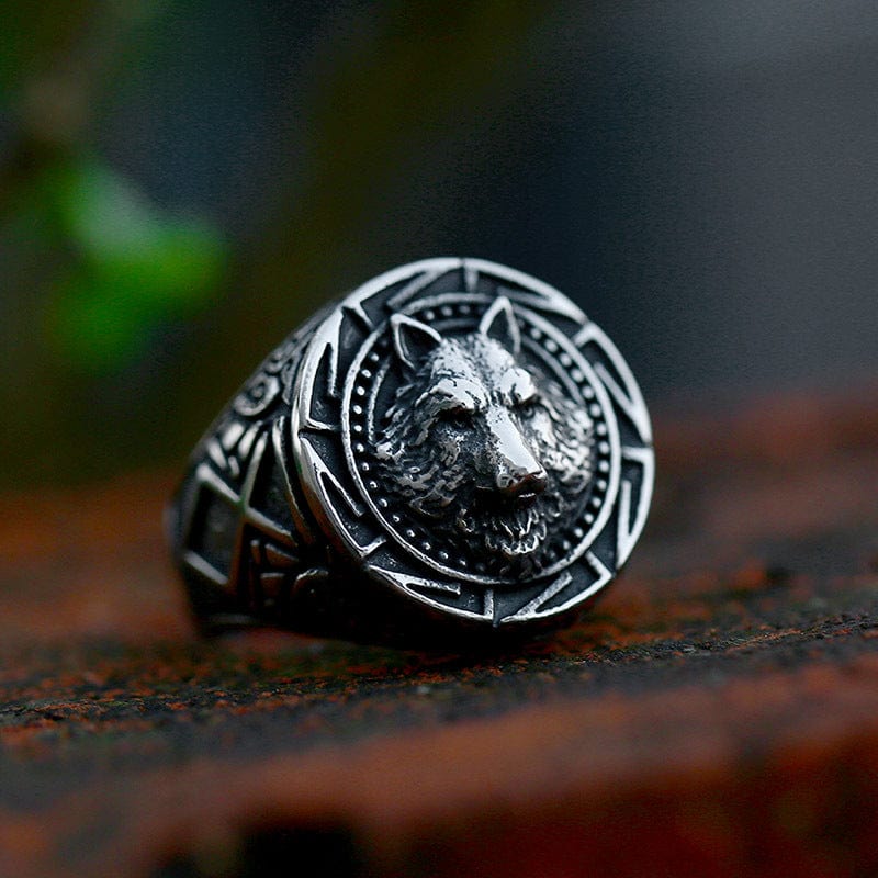 Kobine Men's Punk Wolf Totem Ring