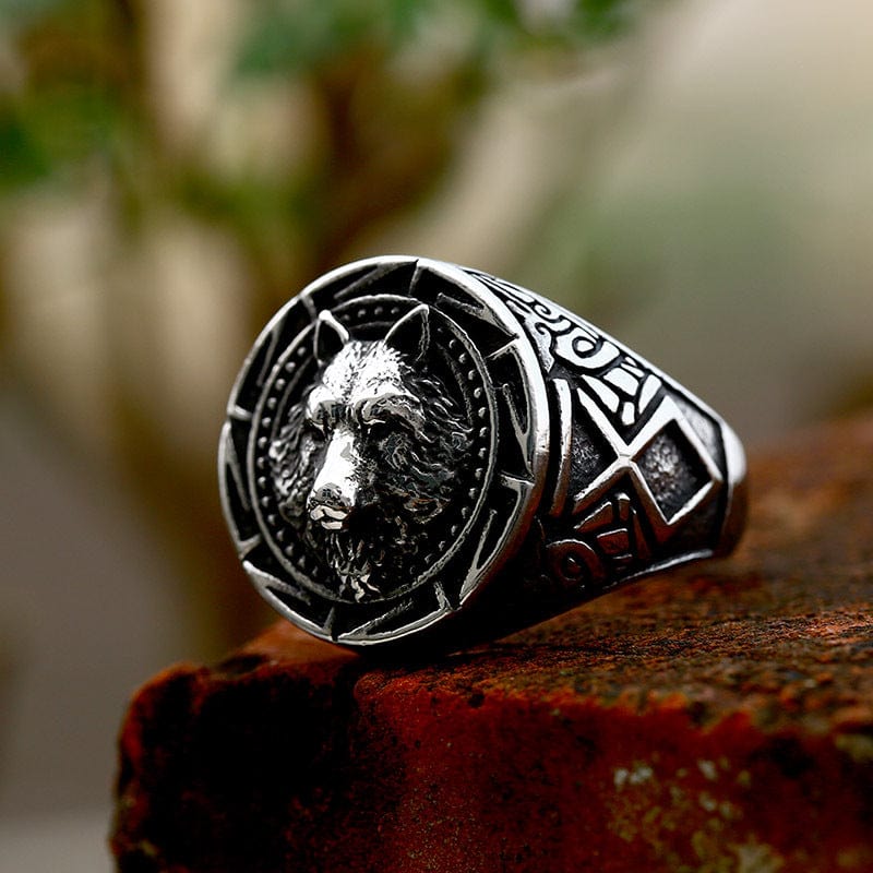 Kobine Men's Punk Wolf Totem Ring