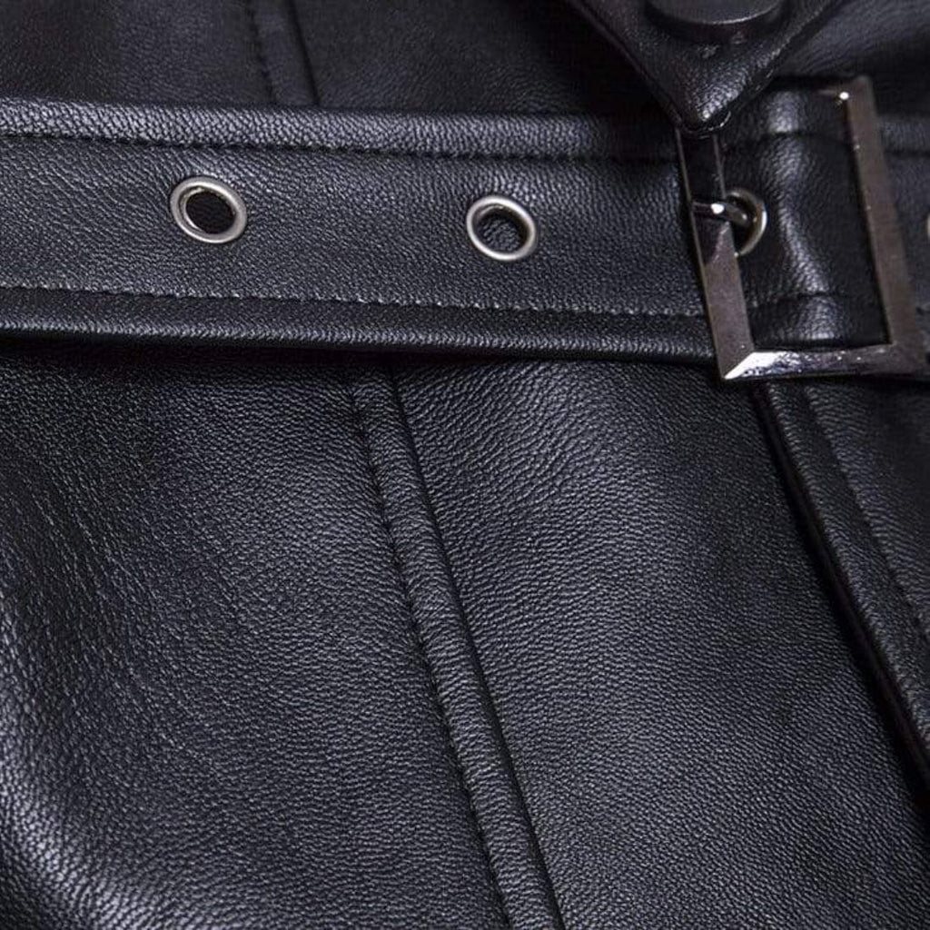 Kobine Men's Punk Zipper Side Lace Up Faux Leather Motorcycle Biker Jacket