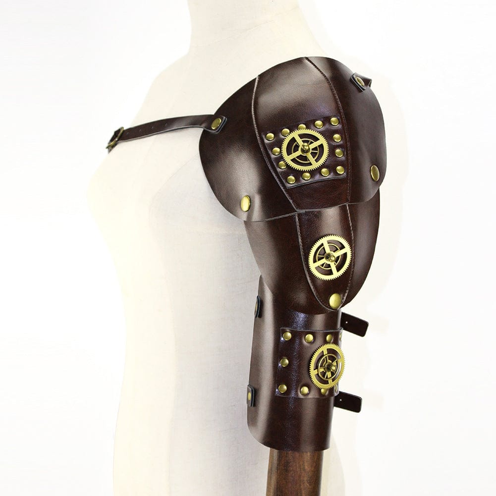 Kobine Men's Steampunk Gear Splice Arm Sleeves with Strap