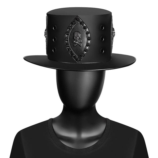 Kobine Men's Steampunk Rivet Skull Hat