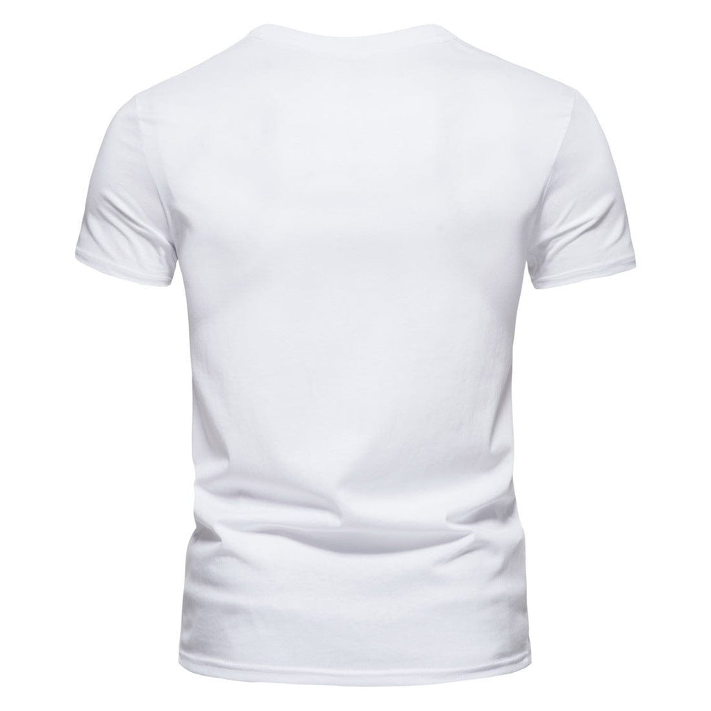 Kobine Men's Street Fashion Denim Patch Short Sleeved T-shirt