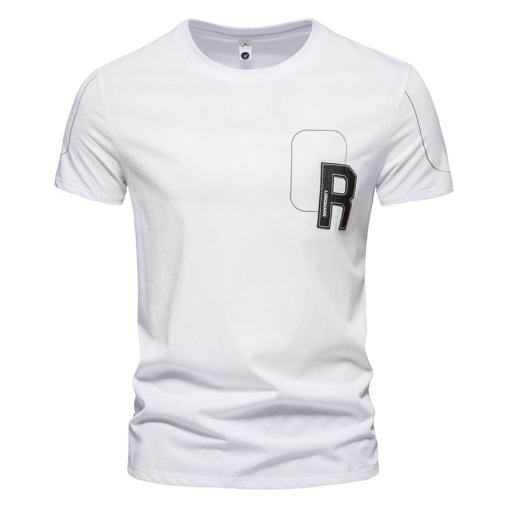 Kobine Men's Street Fashion R Printed Slim Fitted Short Sleeved T-shirt
