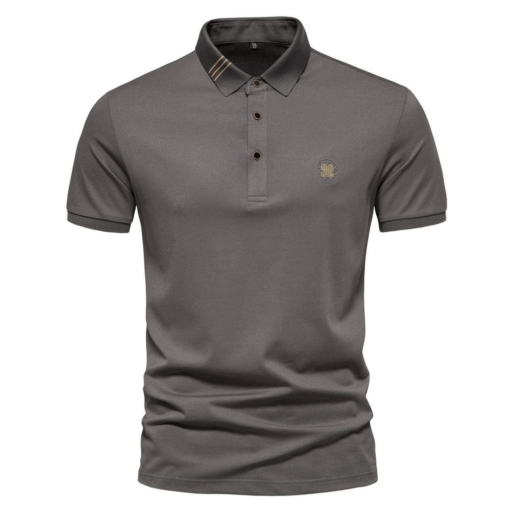 Kobine Men's Street Fashion Solid Color Short Sleeved Polo Shirt