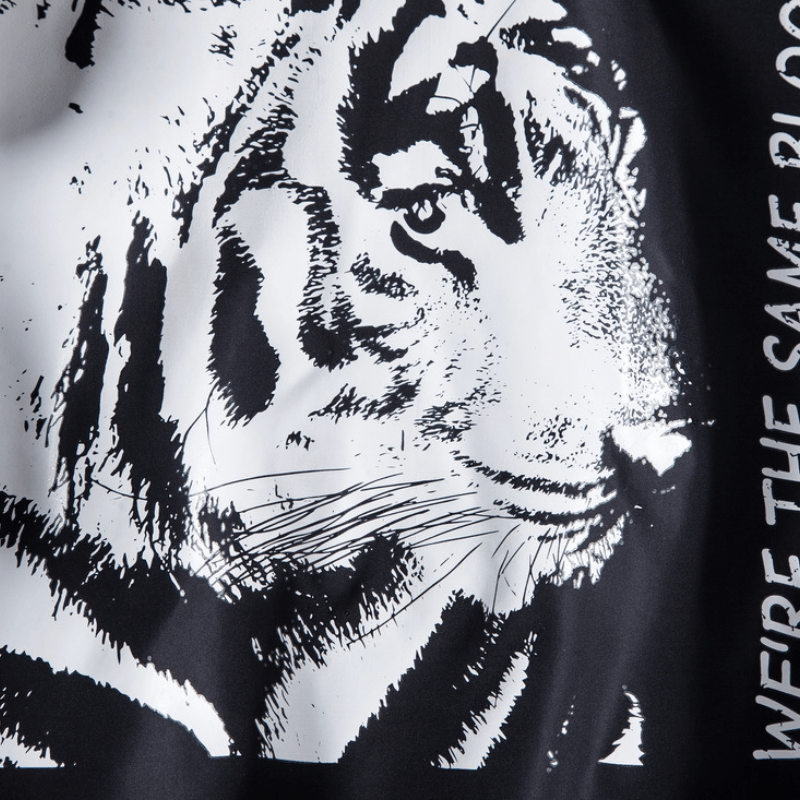 Men's Street Fashion Tiger Printed Black Jacket