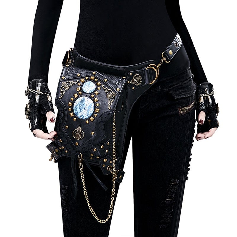 Kobine Steampunk Rivet Chained Wasit Bag