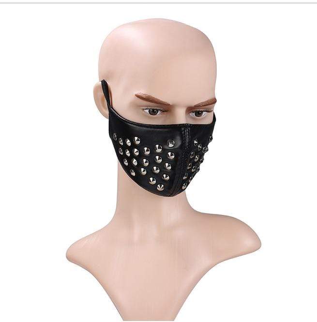 Unisex Faux Leather Fashion Half Face Punk Cosplay Rivet Mask