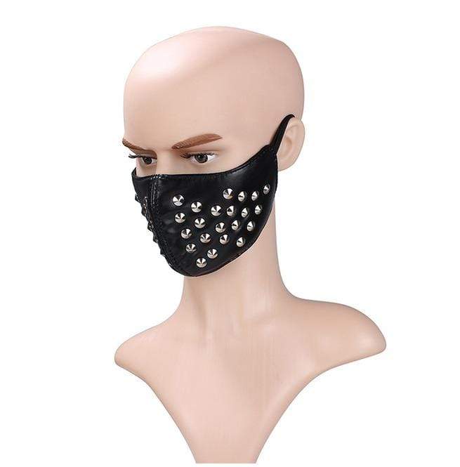 Unisex Faux Leather Fashion Half Face Punk Cosplay Rivet Mask
