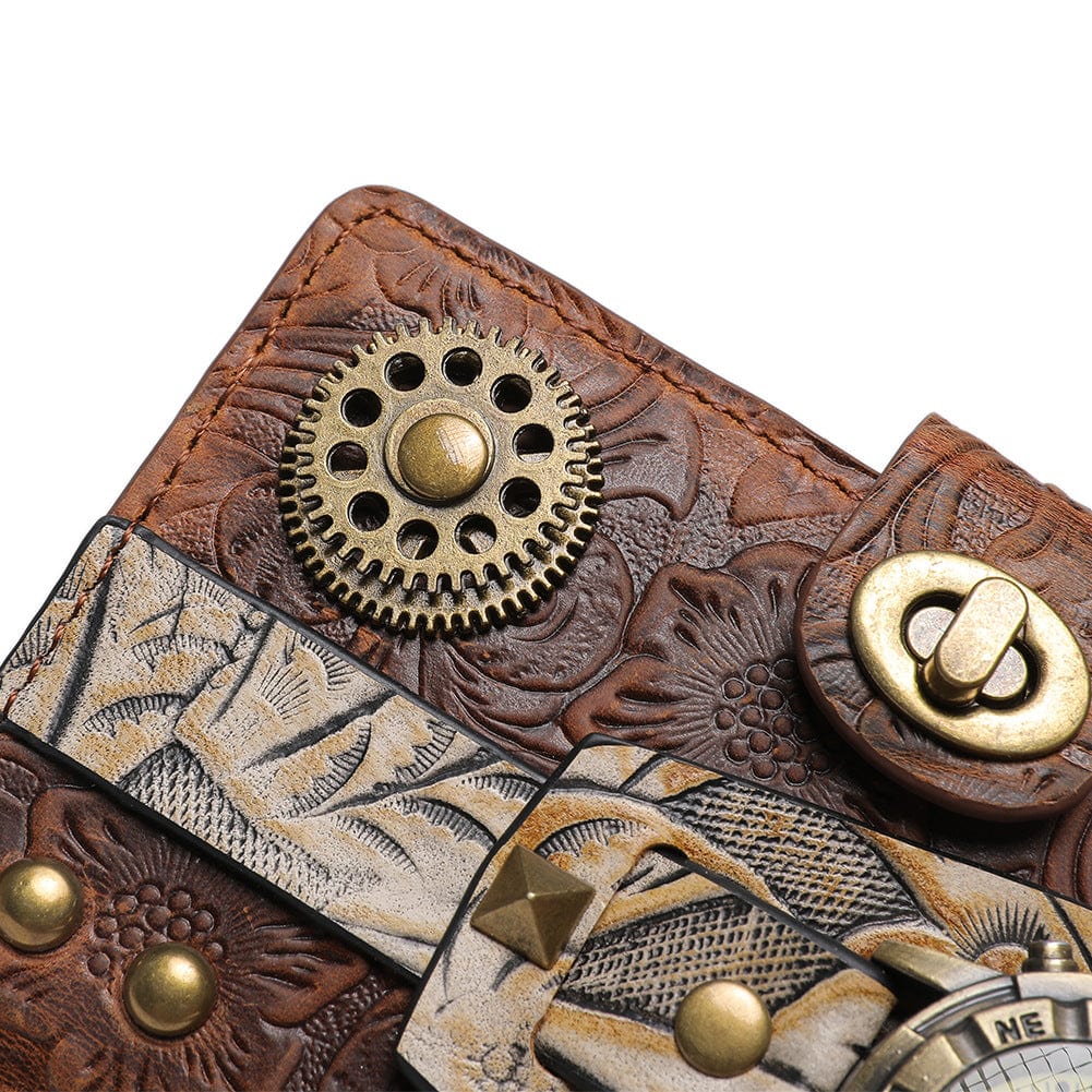 Kobine Unisex Steampunk Gear Clock Embossed Wallet