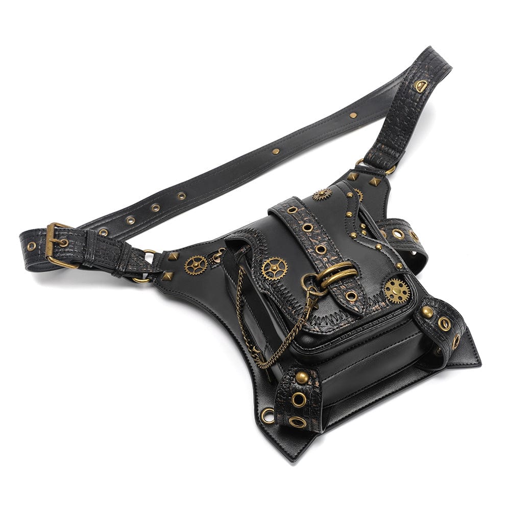 Kobine Unisex Steampunk Gears Nailed Waist Bag