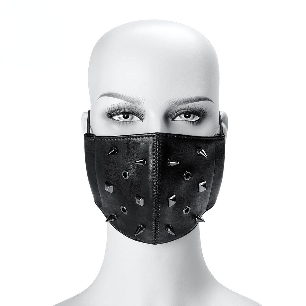 Unisex Steampunk Rivets Faux Leather Mask – Punk Design