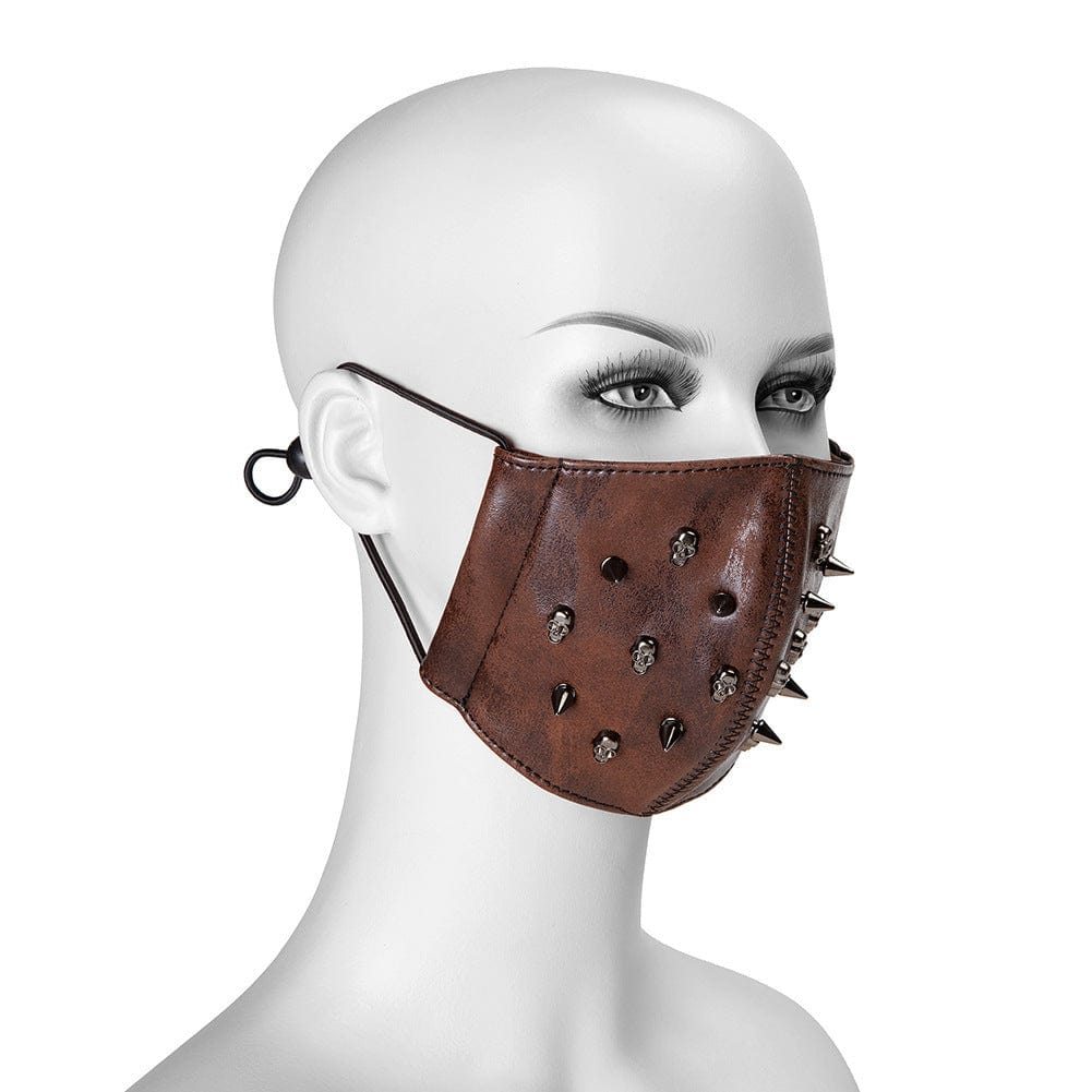 Kobine Unisex Steampunk Skulls Rivets Faux Leather Mask