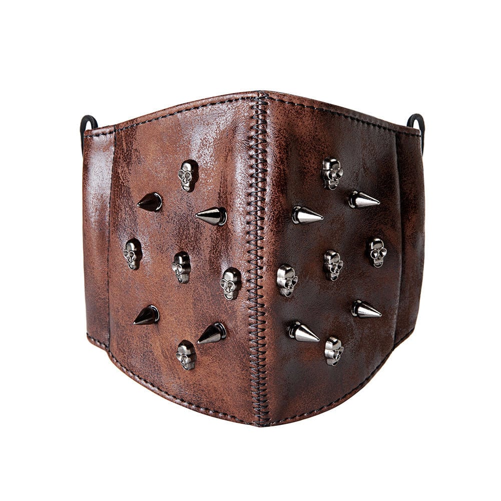 Unisex Steampunk Skulls Rivets Faux Leather Mask – Punk Design