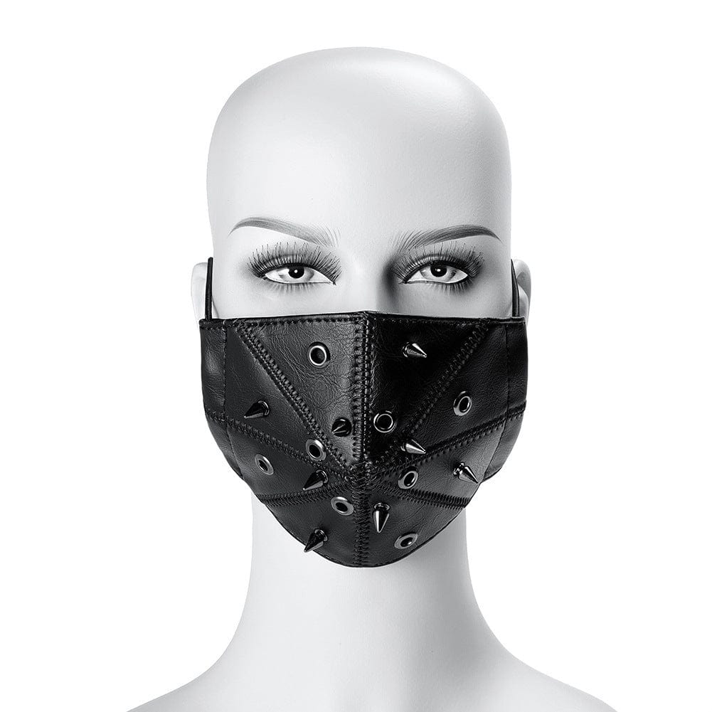 Kobine Unisex Steampunk Spikey Stitch Faux Leather Mask