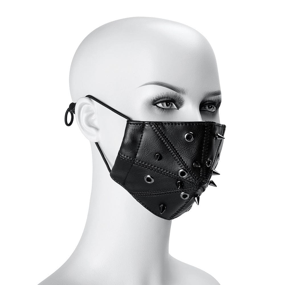 Kobine Unisex Steampunk Spikey Stitch Faux Leather Mask
