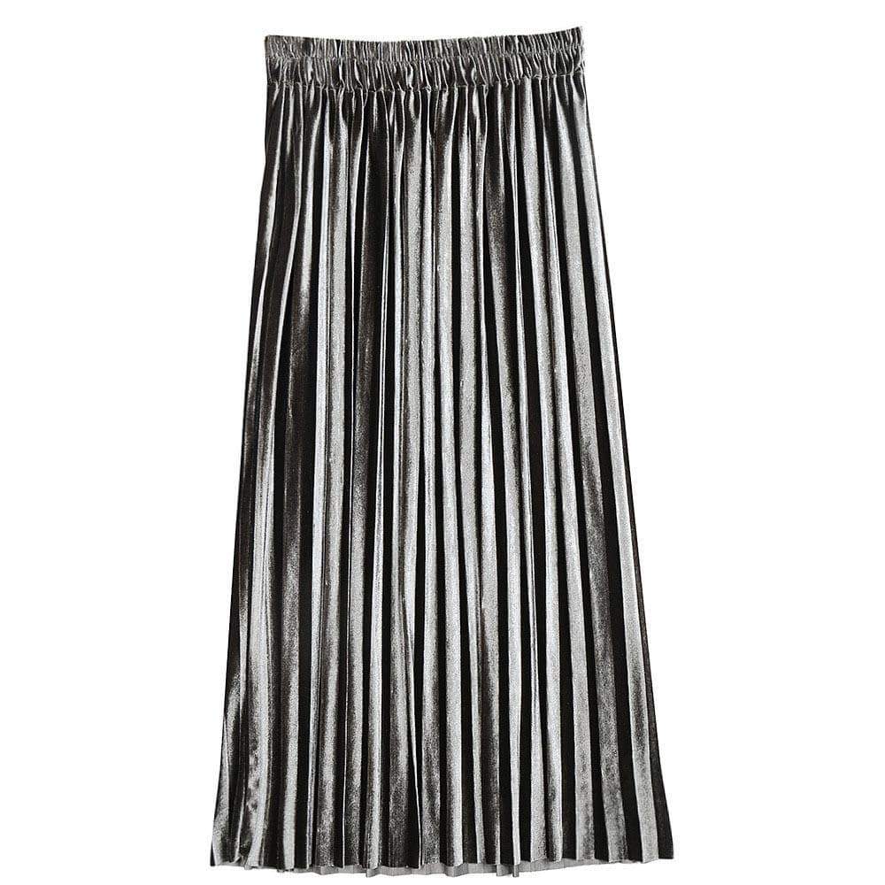 Women' Ankle-Length Suede Pleated Skirts