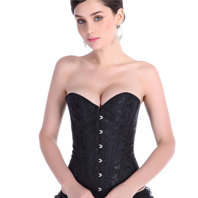 Women' Gothic Jacquard Overbust Corsets With T-bak