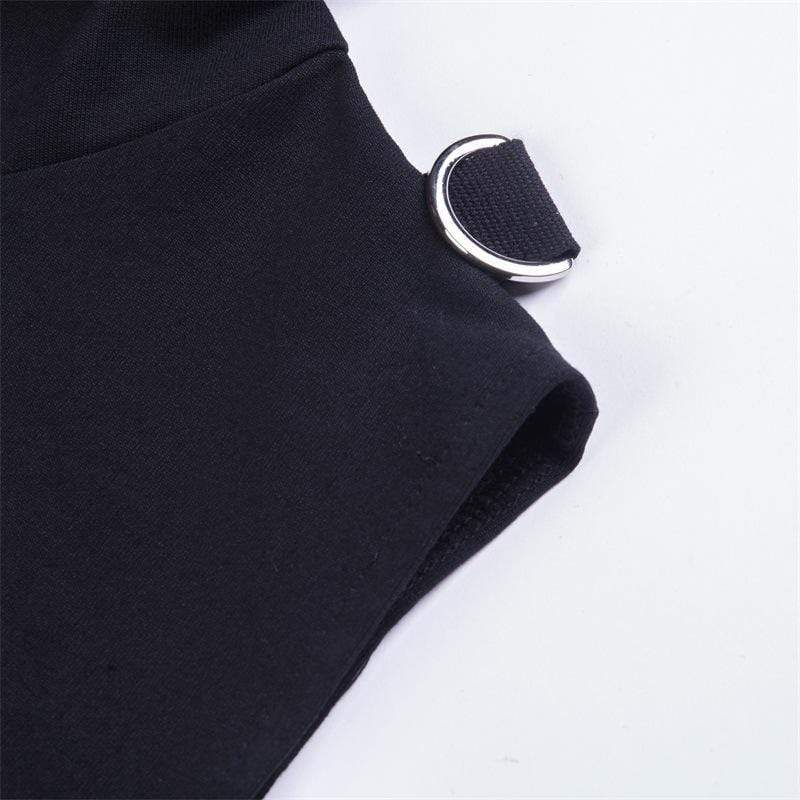 Women's Bare Shoulder Navel Cropped Hoodies With Sashes