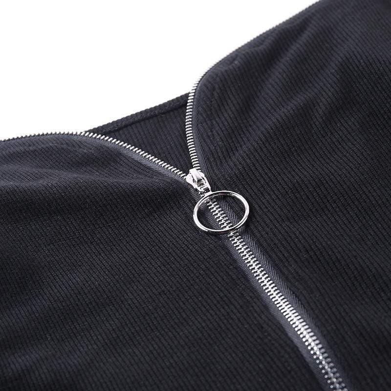 Women's Bubble Sleeved Zipper Fly Short Standard Tops