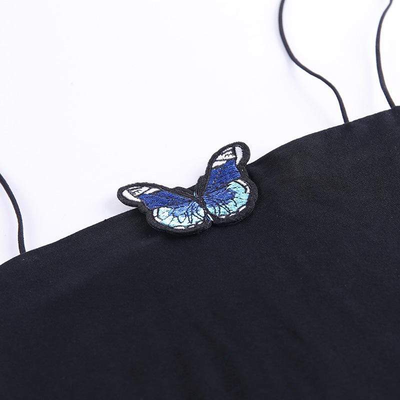 Women's Buttefly Embroidered Applique Slim Slip Dresses