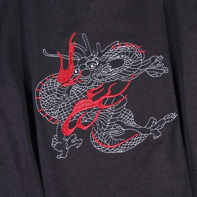 Women's Dragon Embroidered Slit Cheongsam Dresses