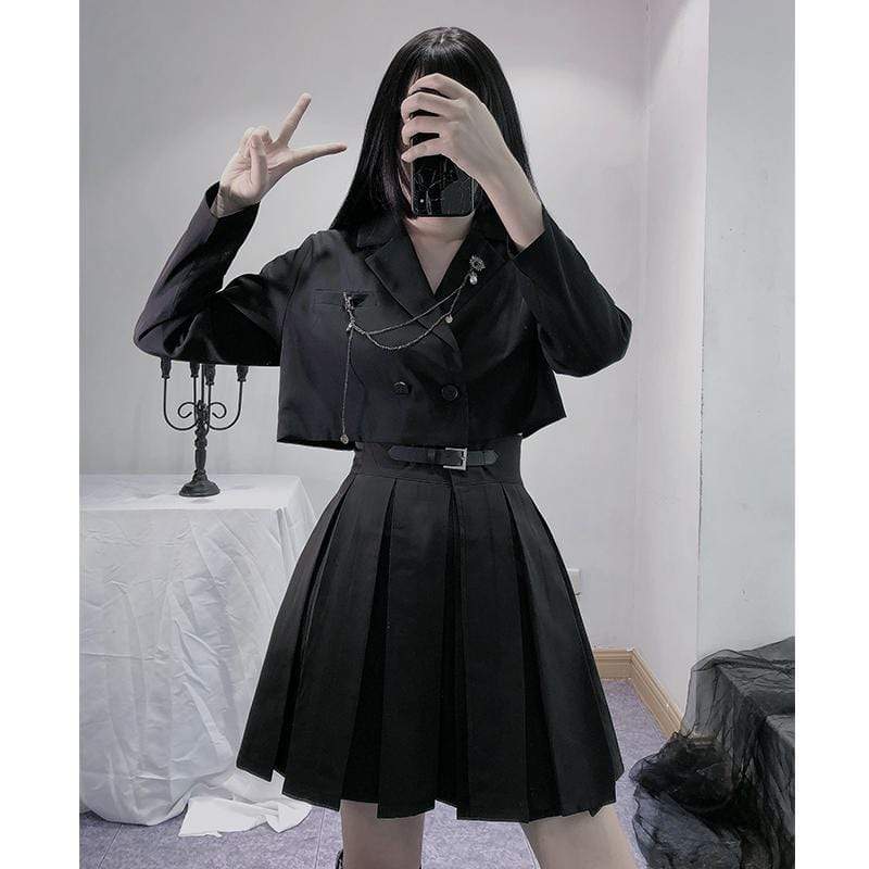 Women's Gothic A-line Pleated Skirts With Belt