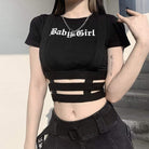 Women's Gothic Baby Girl Printed Cutout Crop Tops