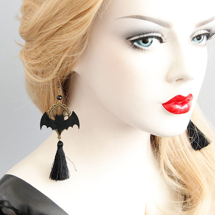 Kobine Women's Gothic Bat Tassels Earrings